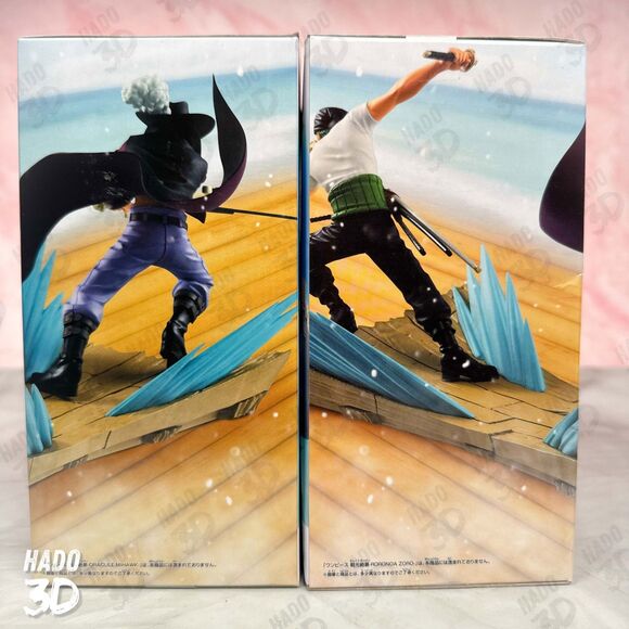 One Piece Figures - Zoro & Mihawk Senkouzekkei Set of 2 - Banpresto (New) - Picture 4 of 5